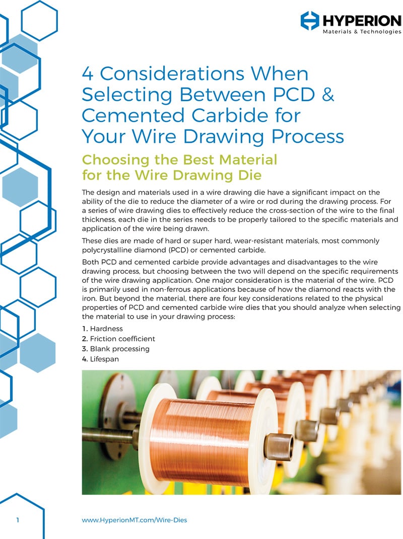 4 Considerations When Selecting Between PCD & Carbide for Your Wire Drawing Process