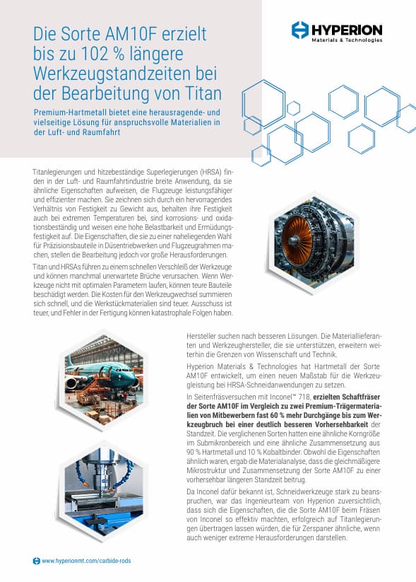 AM10F: Hartmetallgüte für die Titanbearbeitung