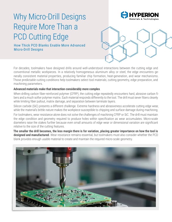 Thick PCD Blanks for High-Performance Micro-Drill Design