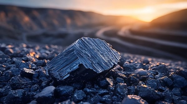 Freshly extracted tungsten ore at a mining site