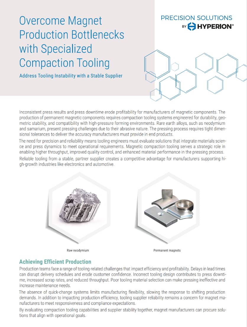 Magnet Powder Compaction Tooling