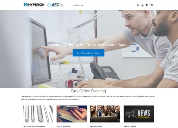 Image of Hyperion's e-com store for carbide rods