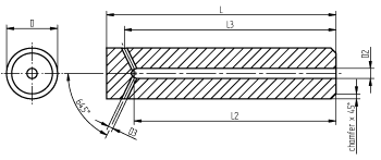 Hyperion cemented carbide coolant rods 1 central hole with lateral exits