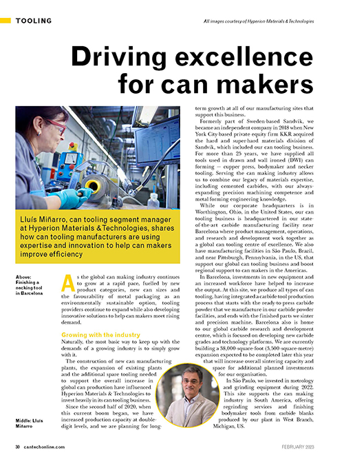 Hyperion Materials & Technologies featured in February 2023 issue of CanTech International